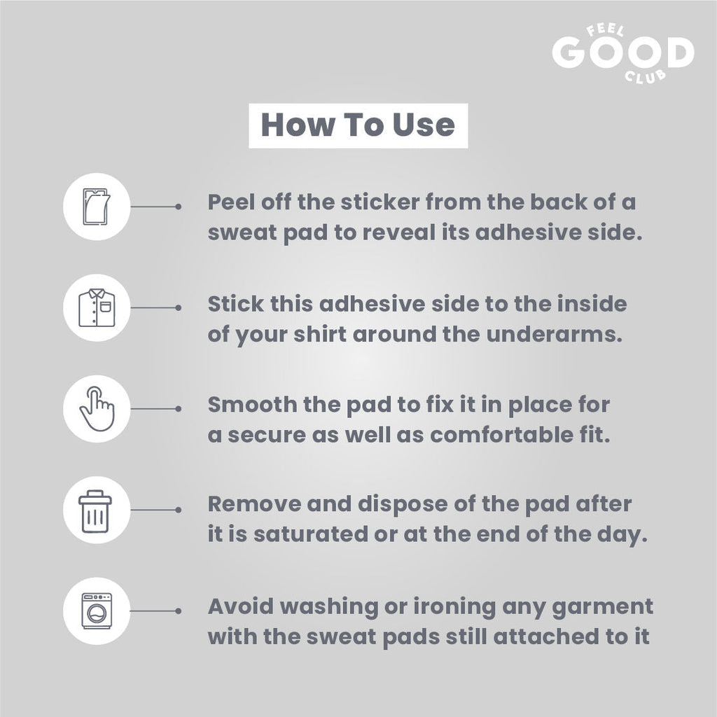 Feel Good Club Underarm Sweat Pads - 10 Pcs For Men & Women To Absorb Sweat Prevent Stains & Odour