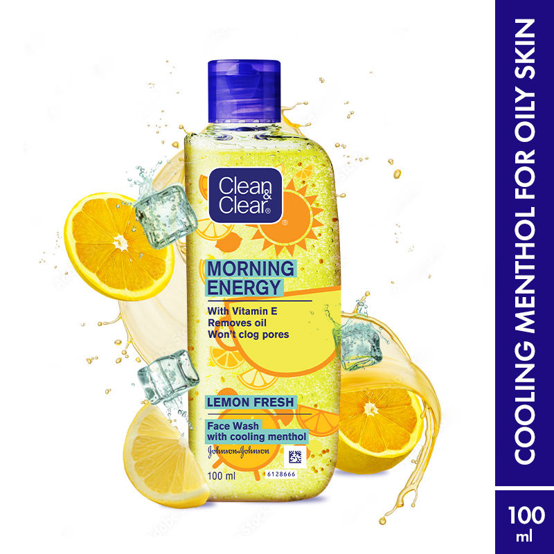 Clean & Clear Morning Energy Lemon Fresh Face Wash - Gentle Cleanser with Menthol for Oily Skin