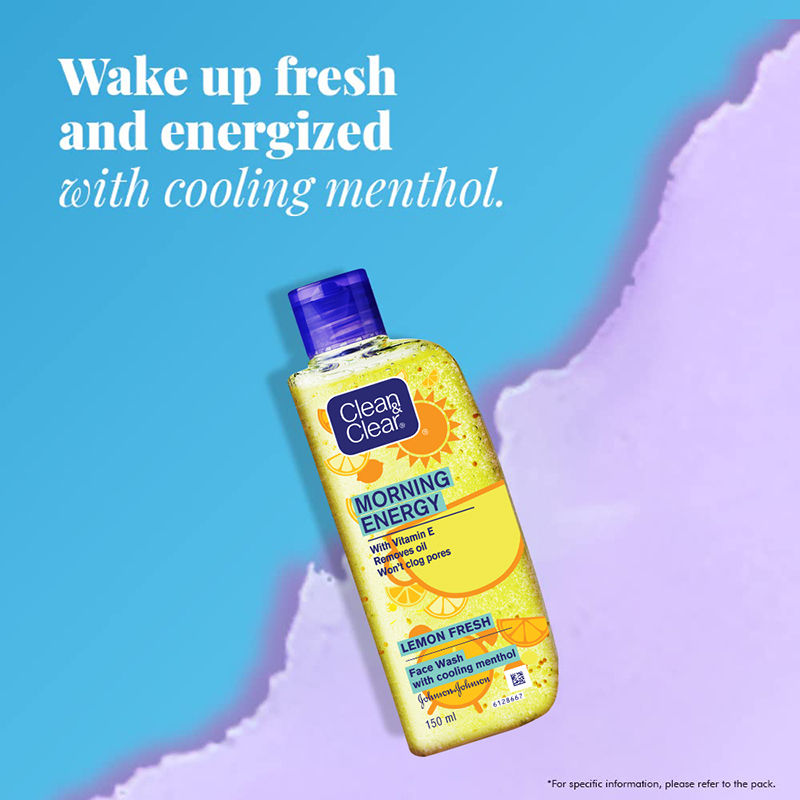 Clean & Clear Morning Energy Lemon Fresh Face Wash - Gentle Cleanser with Menthol for Oily Skin