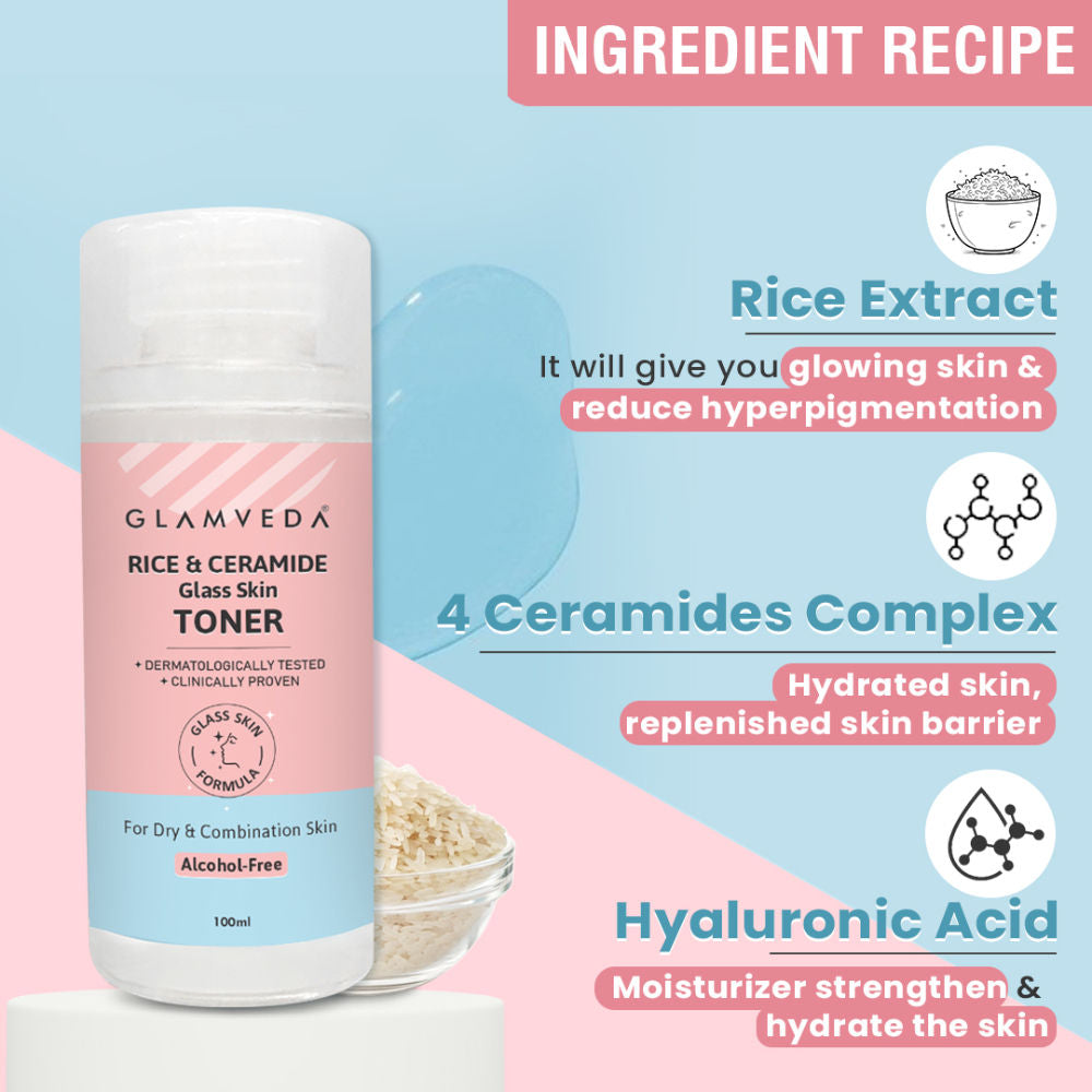 Glamveda Korean Glass Skin Rice & Ceramide Water Toner