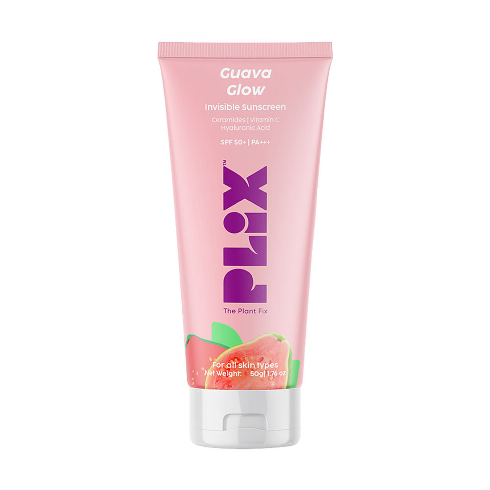 PLIX SPF 50+ Guava Glow Invisible Sunscreen Gel For UV A, UV B Protection with Ceramides and Vit C