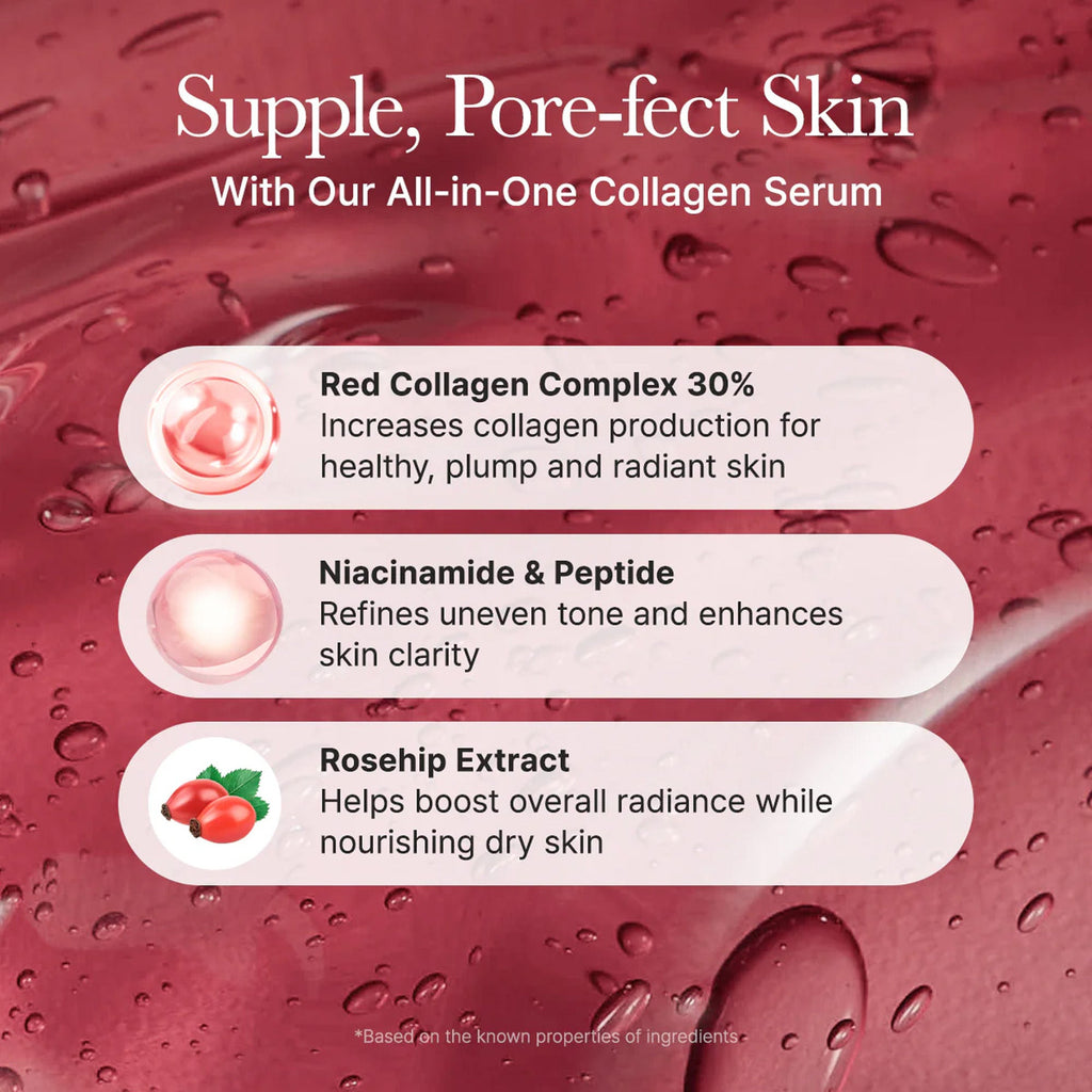 Arencia Red Smoothie Serum 30 - Anti-Aging Korean Serum with Vegan Collagen, Niacinamide & Peptides