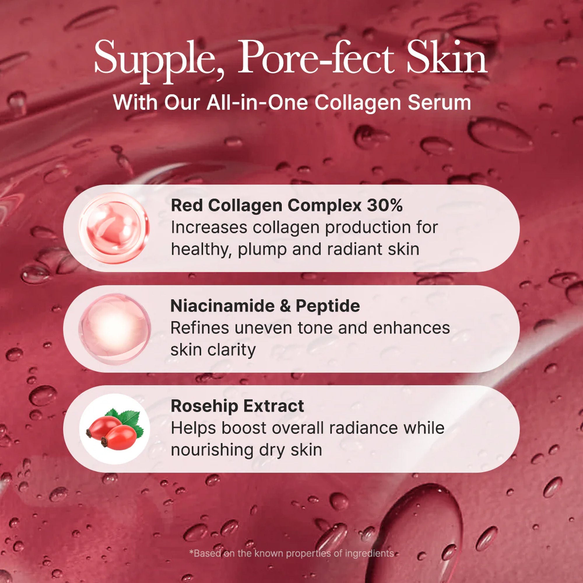 Arencia Red Smoothie Serum 30 - Anti-Aging Korean Serum with Vegan Collagen, Niacinamide & Peptides