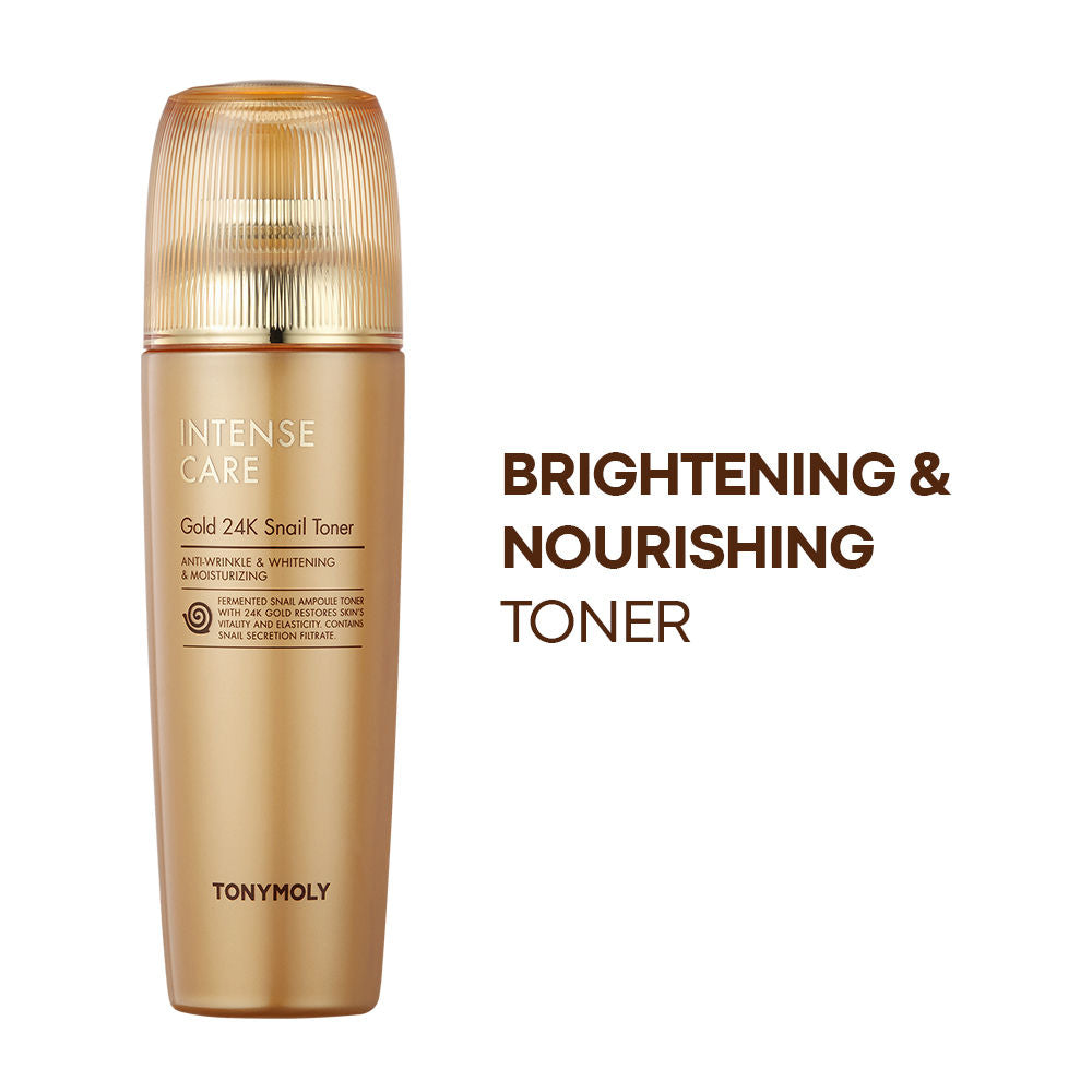 TONYMOLY Korean Intense Care Gold 24K Snail Toner to Hydrate, Soothe & Brighten Dull, Mature Skin