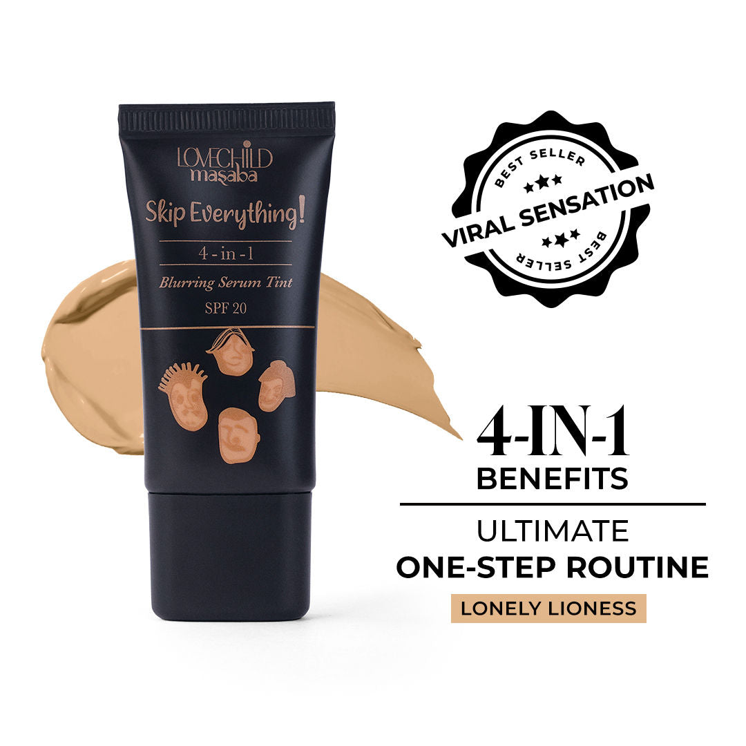 Lovechild Masaba Skip Everything Serum Skin Tint SPF 20, Liquid Foundation for all Skin type, Enriched with Vitamin E for anti-ageing benefits