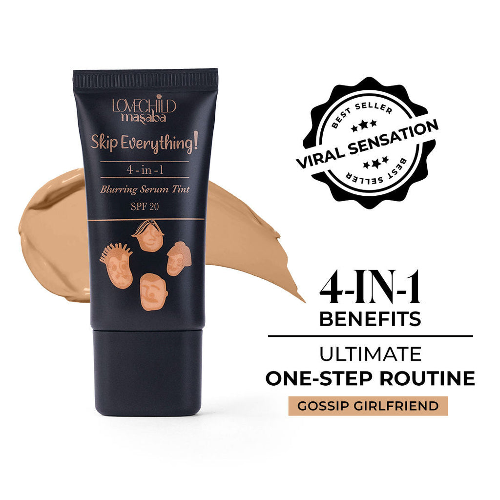 Lovechild Masaba Skip Everything Serum Skin Tint SPF 20, Liquid Foundation for all Skin type, Enriched with Vitamin E for anti-ageing benefits