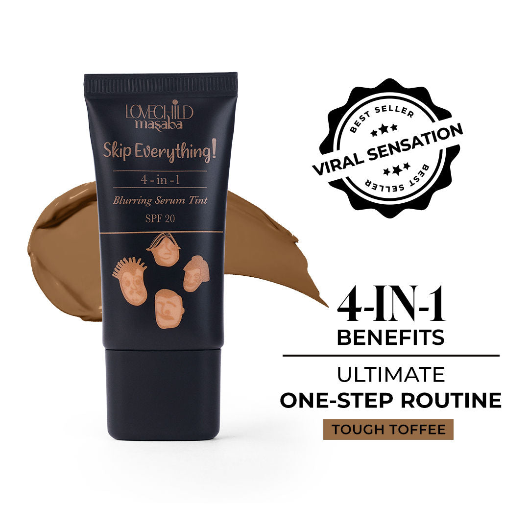 Lovechild Masaba Skip Everything Serum Skin Tint SPF 20, Liquid Foundation for all Skin type, Enriched with Vitamin E for anti-ageing benefits
