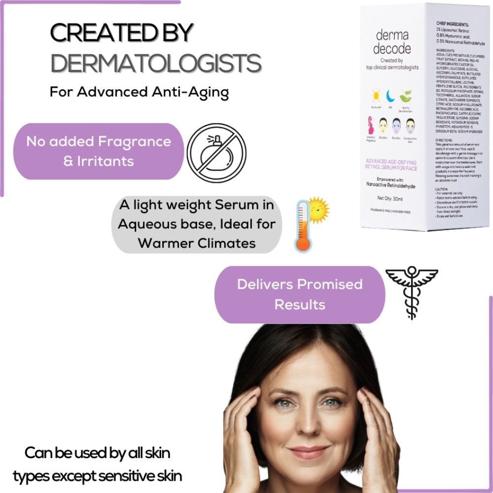 Derma Decode Advanced Retinol Face Serum With 1% Retinol And 0.5 % Retinal For Anti Aging Wrinkles