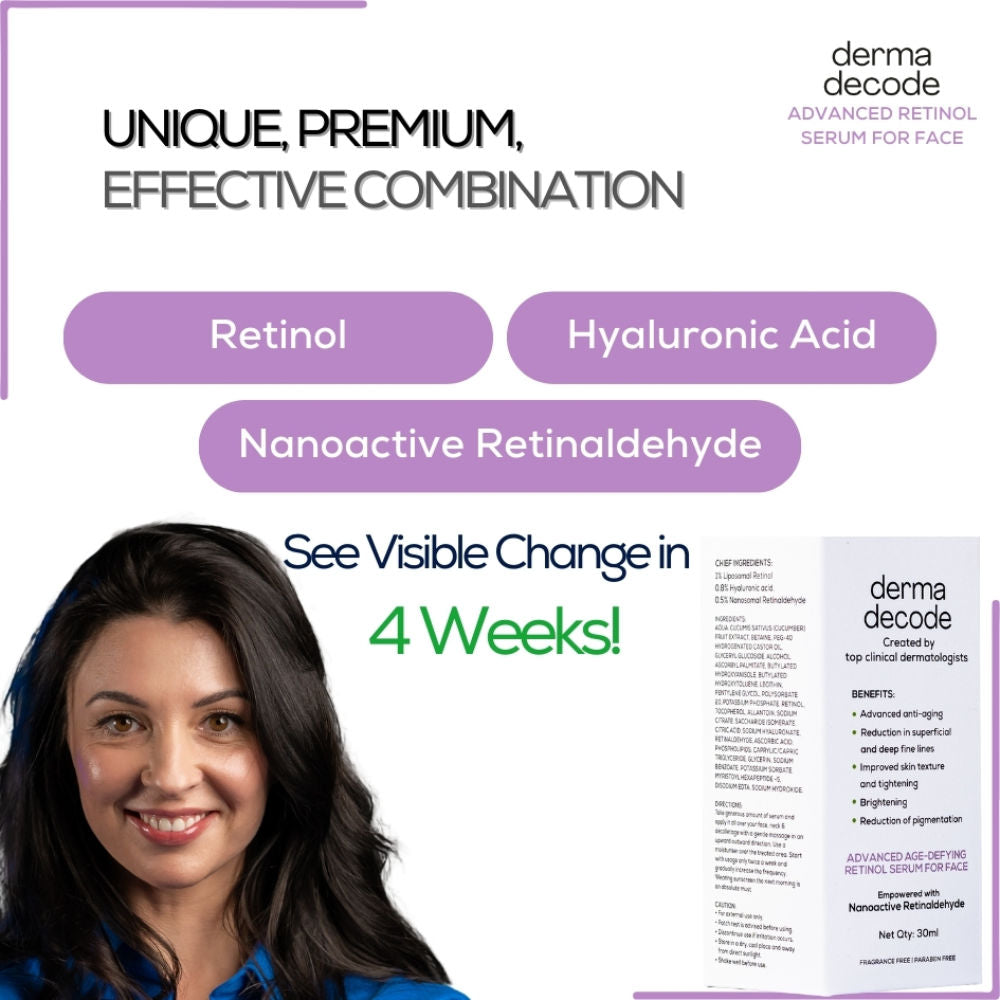 Derma Decode Advanced Retinol Face Serum With 1% Retinol And 0.5 % Retinal For Anti Aging Wrinkles