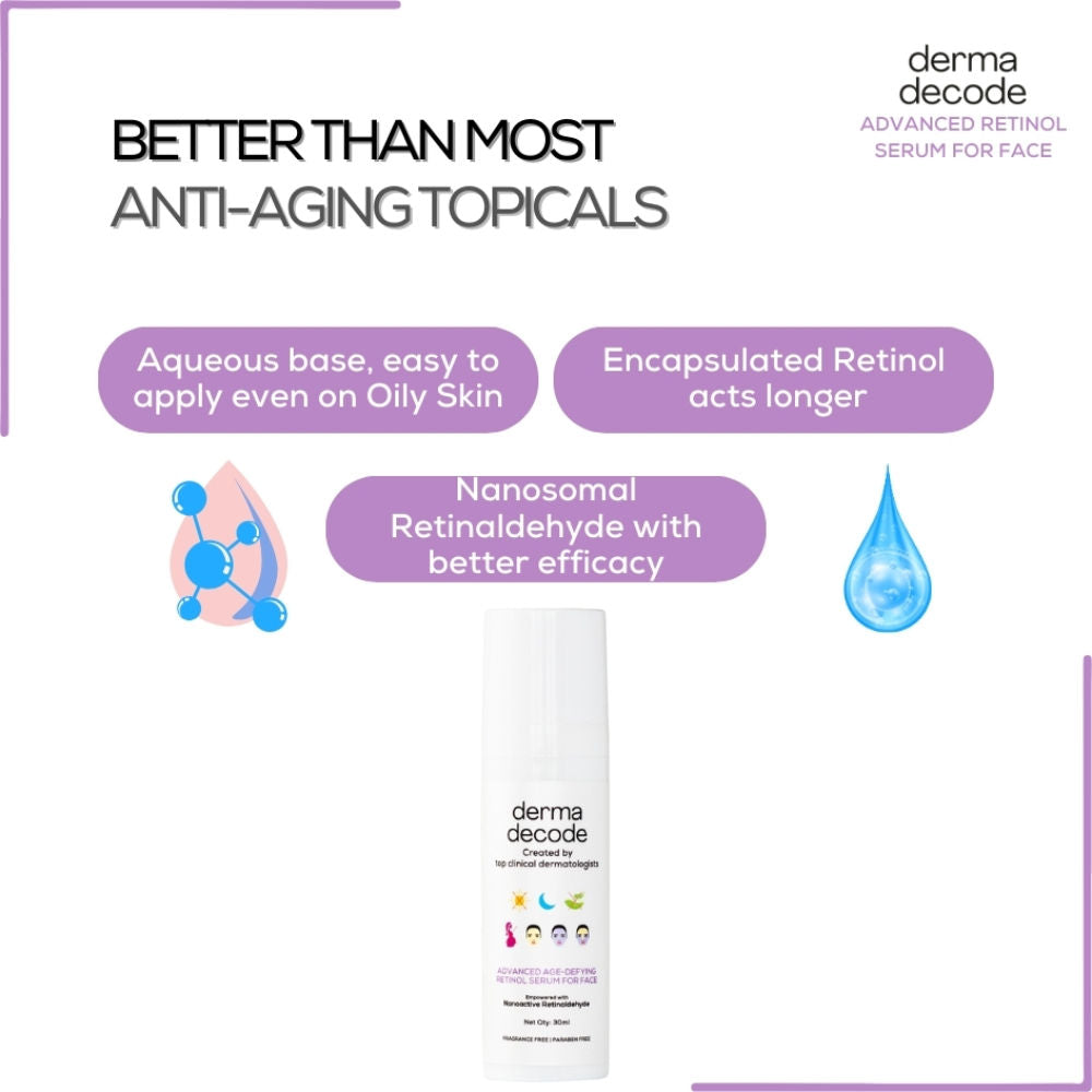 Derma Decode Advanced Retinol Face Serum With 1% Retinol And 0.5 % Retinal For Anti Aging Wrinkles