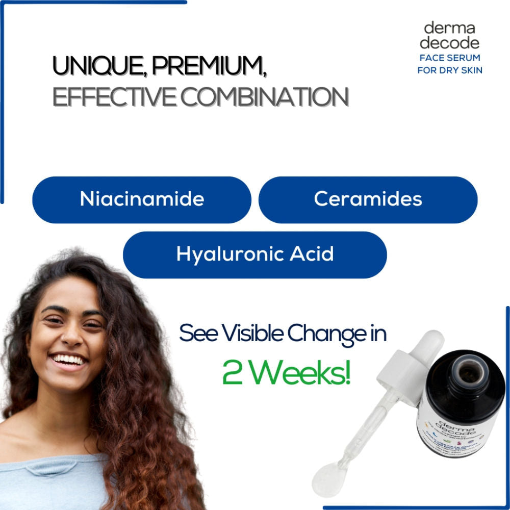 Derma Decode 10% Niacinamide Serum Ceramide And Hyaluronic Acid Repairs Skin Barrier For Dry Skin