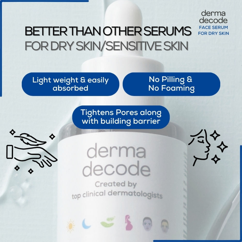 Derma Decode 10% Niacinamide Serum Ceramide And Hyaluronic Acid Repairs Skin Barrier For Dry Skin