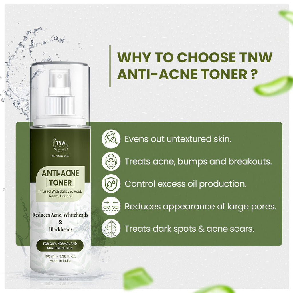 TNW The Natural Wash Anti Acne Toner with Salicylic acid, Controls sebum, Tightens pores