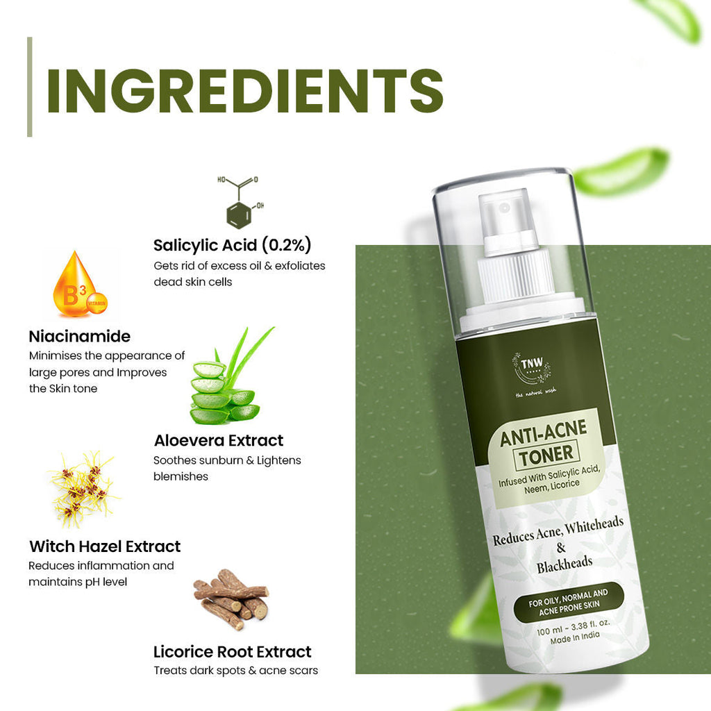 TNW The Natural Wash Anti Acne Toner with Salicylic acid, Controls sebum, Tightens pores