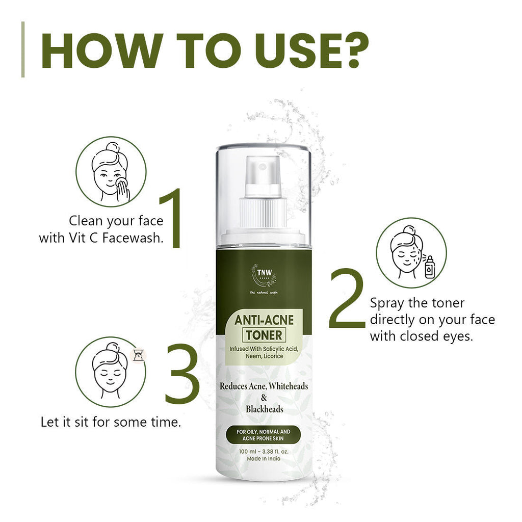 TNW The Natural Wash Anti Acne Toner with Salicylic acid, Controls sebum, Tightens pores