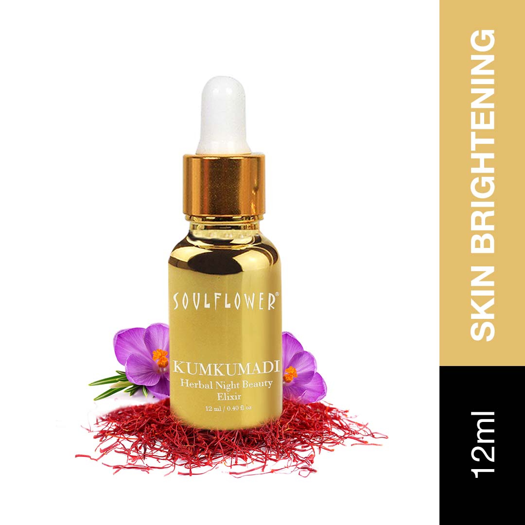 Soulflower Kumkumadi Tailam Saffron Night Serum Face Oil for Skin Glow, Anti Aging, Dark Spots