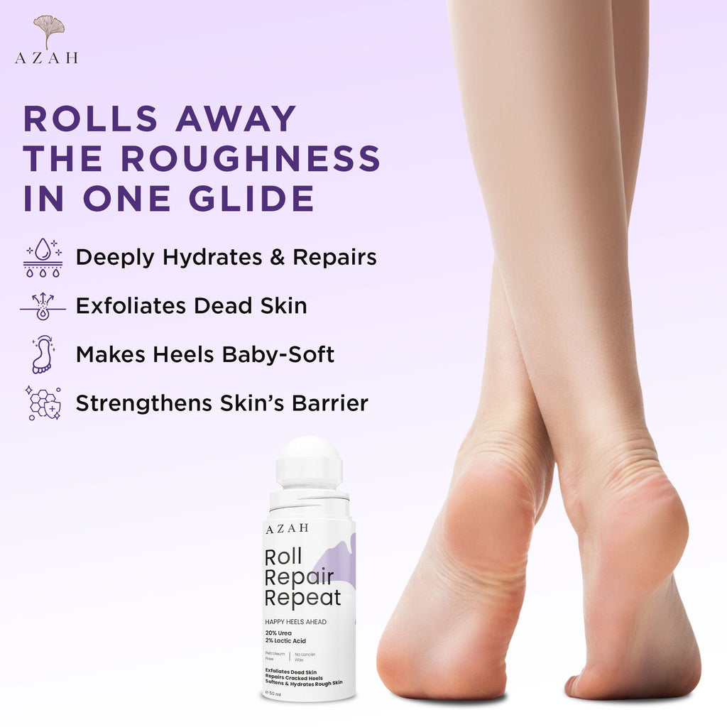 Azah Foot Roll On For Cracked Feet - Exfoliates Dead Skin & Repairs Rough Feet