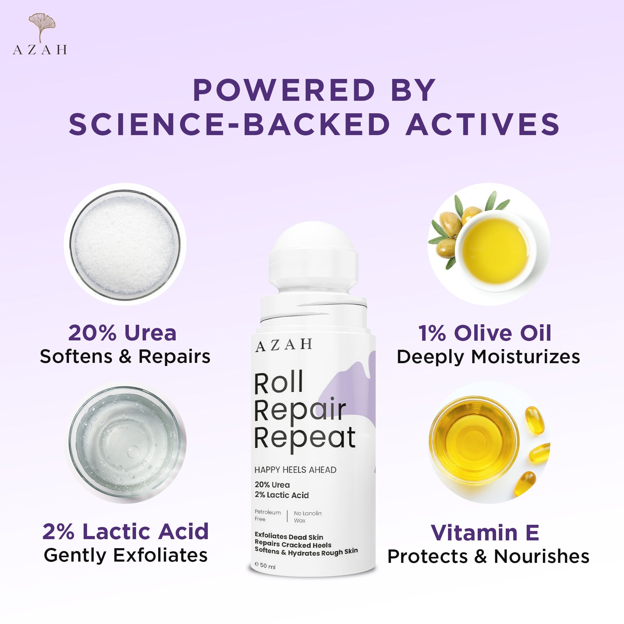 Azah Foot Roll On For Cracked Feet - Exfoliates Dead Skin & Repairs Rough Feet