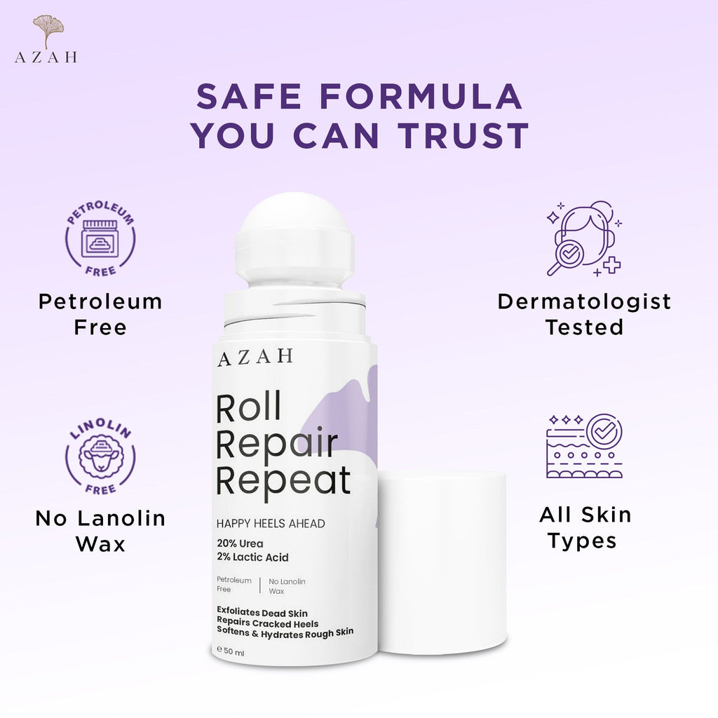 Azah Foot Roll On For Cracked Feet - Exfoliates Dead Skin & Repairs Rough Feet