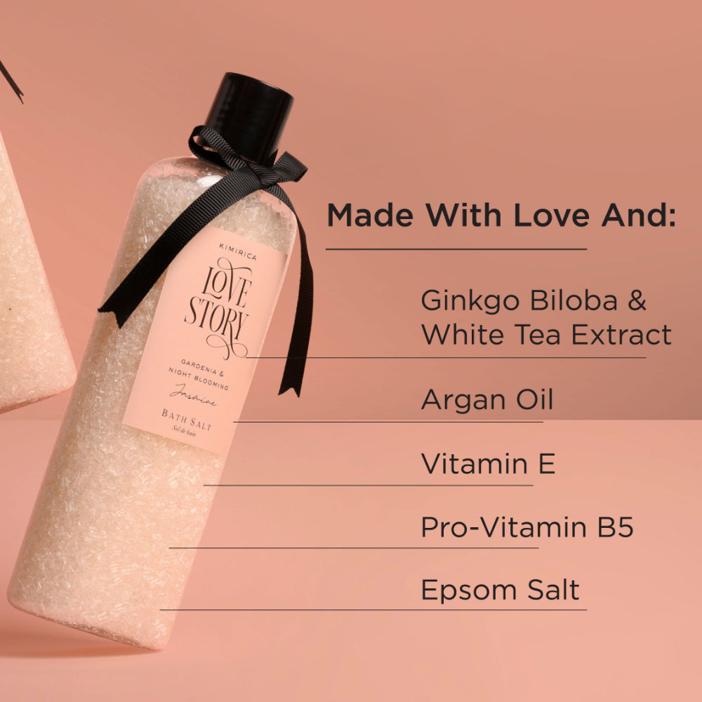 Kimirica Love Story Bath Salt for Body SPA, Relaxation and Pain Relief, 100% Vegan & Paraben Free