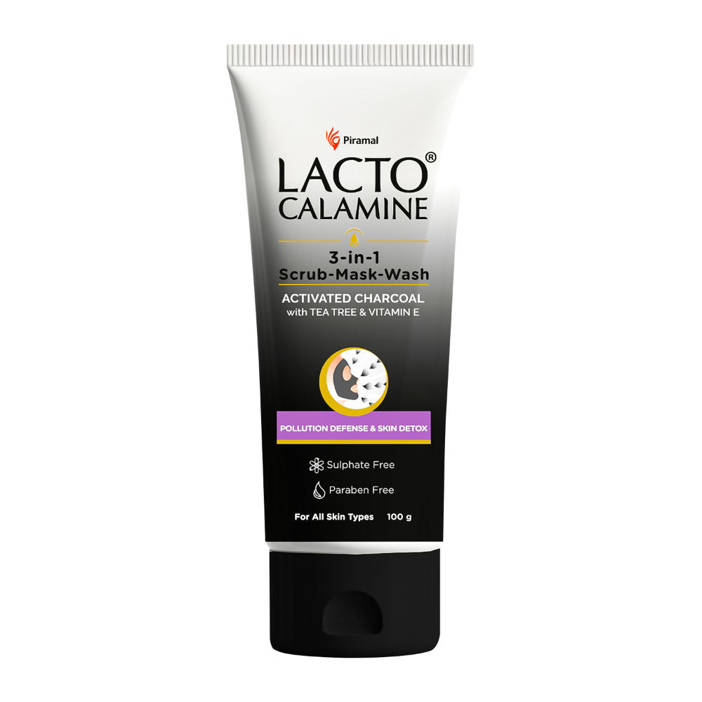 Lacto Calamine 3 - In - 1 Charcoal Face Scrub - Mask - Wash