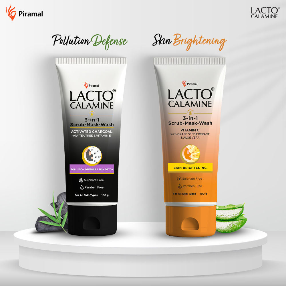 Lacto Calamine 3 - In - 1 Charcoal Face Scrub - Mask - Wash