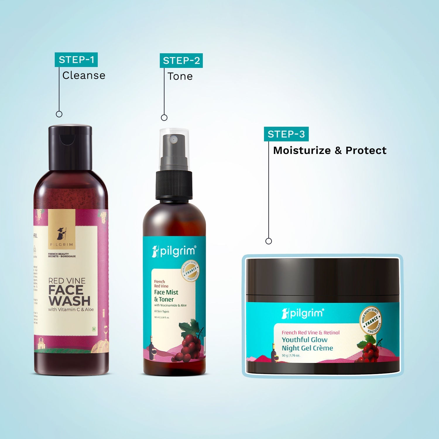 Pilgrim Red Vine Night Gel Creme with Retinol Mulberry