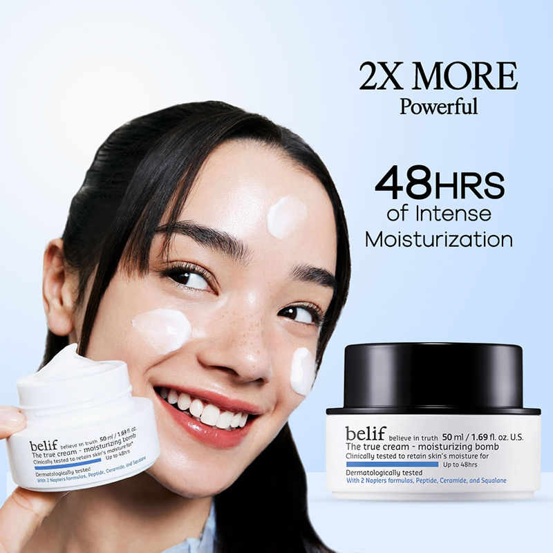 belif Aqua Bomb Gel Moisturizer-Vegan Korean Hydrating Face Cream with Niacinamide & Hyaluronic Acid