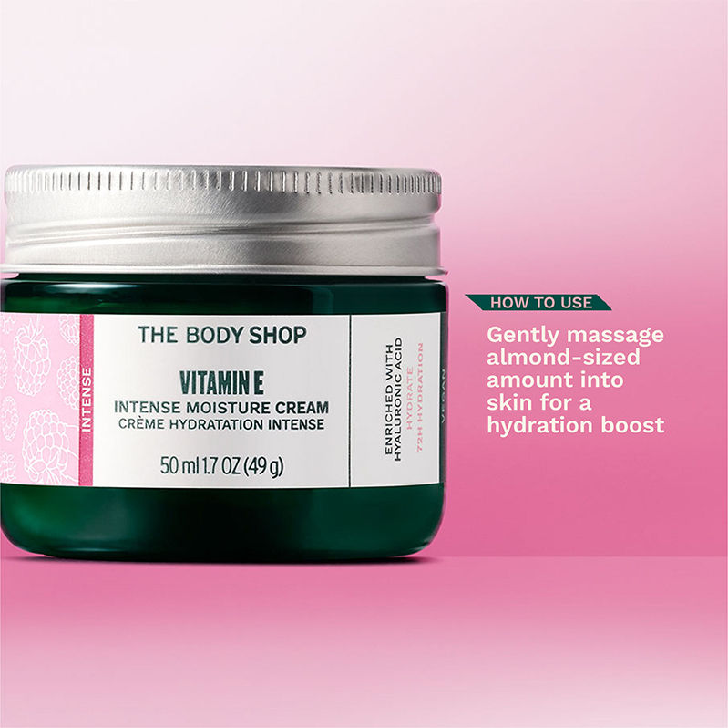 The Body Shop Vitamin E Intense Moisture Cream 72H Hydration Hyaluronic Acid & Raspberry Seed Oil