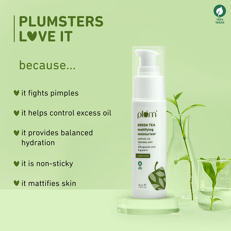 Plum Green Tea Mattifying Moisturizer With Glycolic Acid & Glycerin For matte finish controls oil,hydrates skin