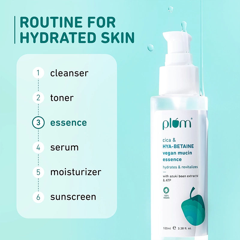 Plum Vegan Mucin Essence with Cica & Hya-Betaine for Soothing, Multi-Layer 72-Hr Hydration