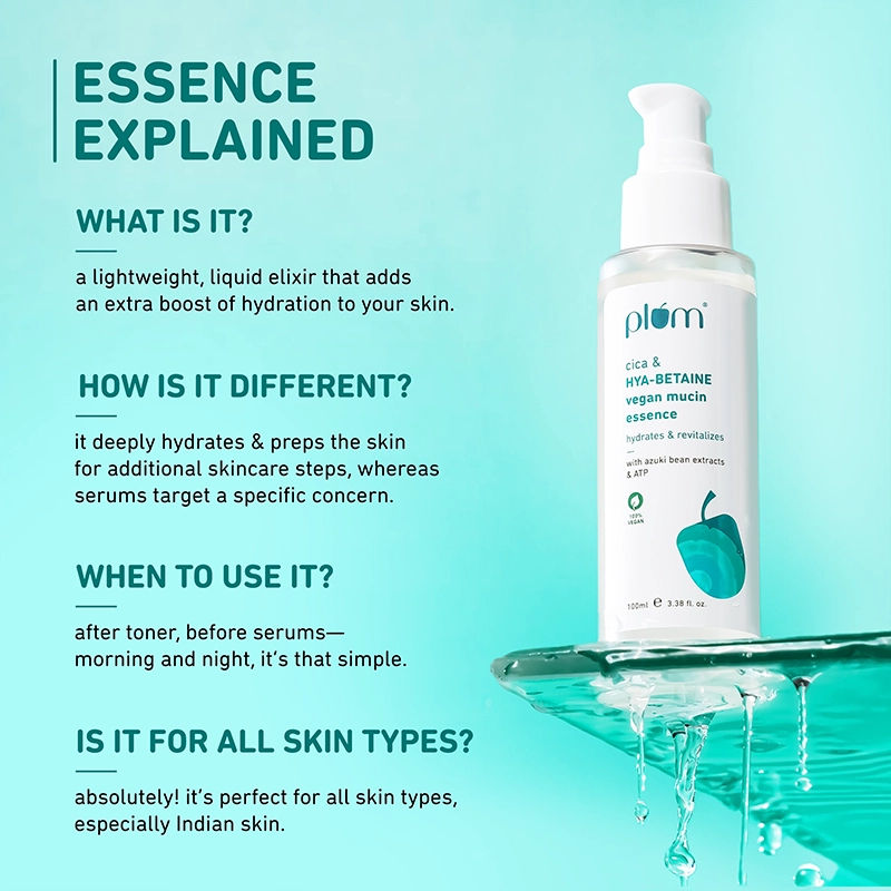 Plum Vegan Mucin Essence with Cica & Hya-Betaine for Soothing, Multi-Layer 72-Hr Hydration