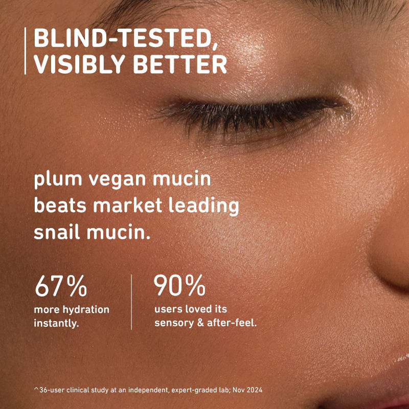 Plum Vegan Mucin Essence with Cica & Hya-Betaine for Soothing, Multi-Layer 72-Hr Hydration