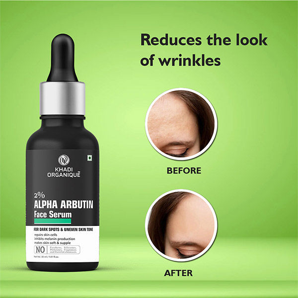 Khadi Organique Alpha Arbutin 2% +Hyaluronic Acid 1% Face Serum for Pigmentation & Dark Spots