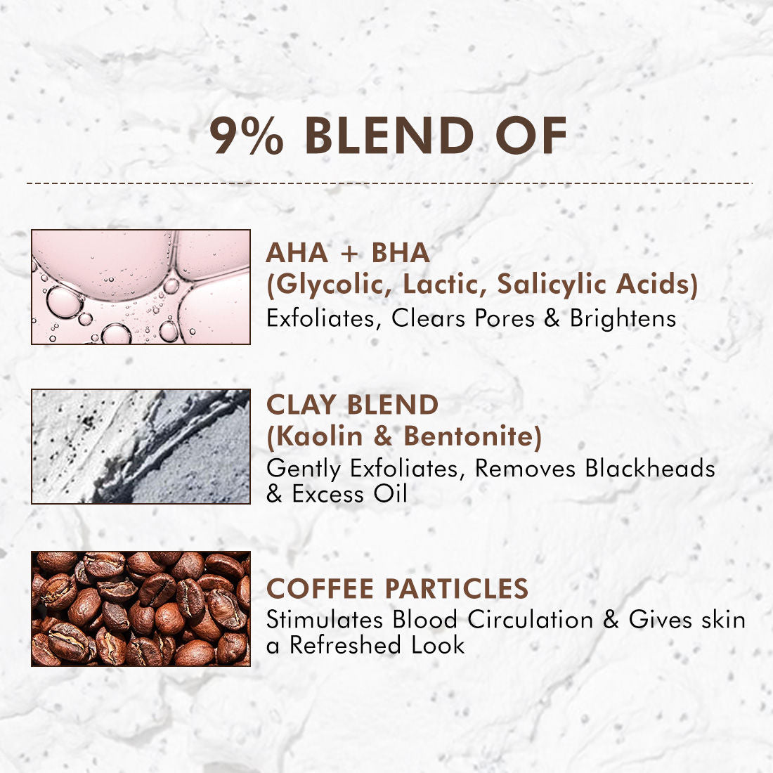 MCaffeine Pore Cleanse Coffee Cookie Detan Face Mask 9% AHA BHA, 3% Charcoal, Coffee Clay Mask
