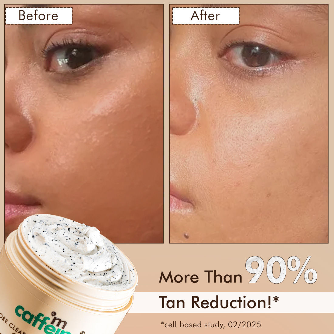 MCaffeine Pore Cleanse Coffee Cookie Detan Face Mask 9% AHA BHA, 3% Charcoal, Coffee Clay Mask