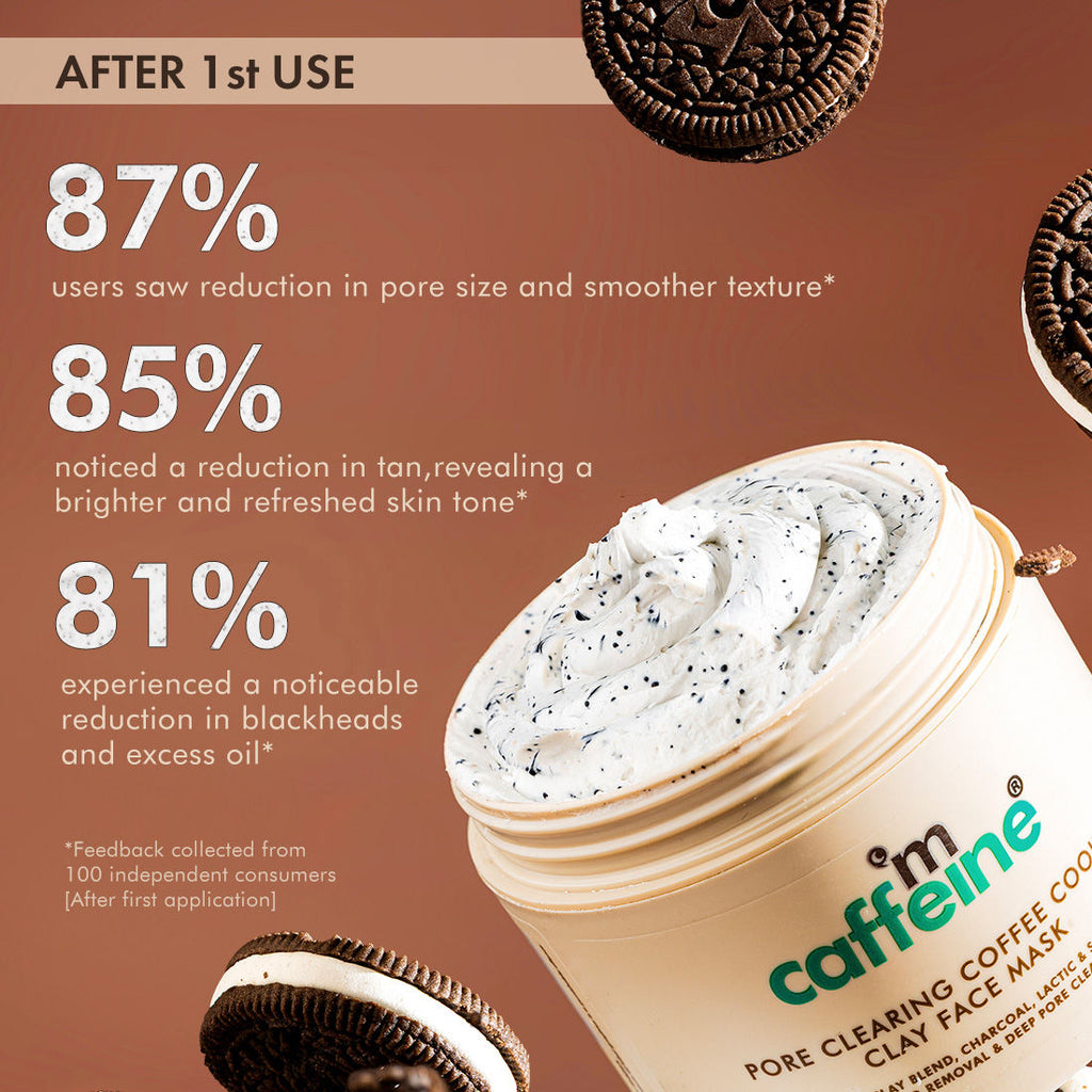 MCaffeine Pore Cleanse Coffee Cookie Detan Face Mask 9% AHA BHA, 3% Charcoal, Coffee Clay Mask