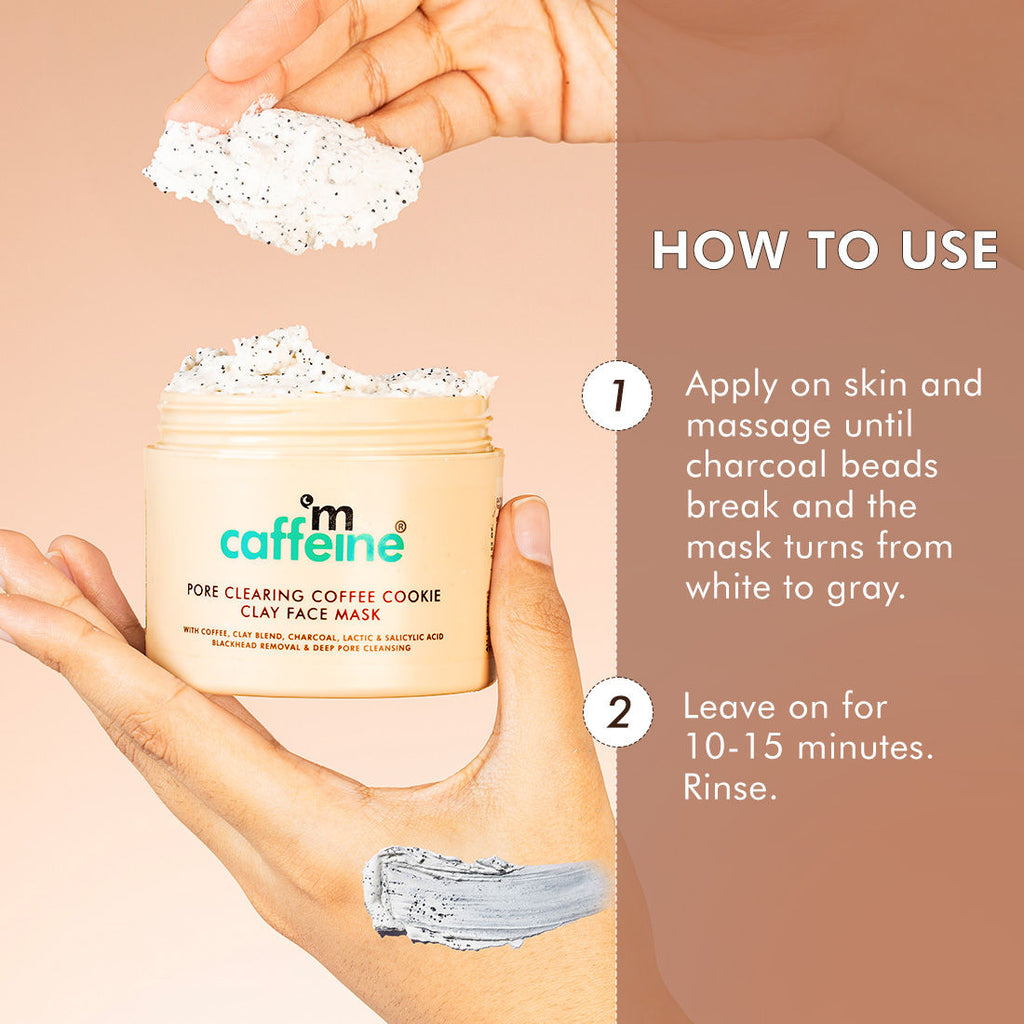 MCaffeine Pore Cleanse Coffee Cookie Detan Face Mask 9% AHA BHA, 3% Charcoal, Coffee Clay Mask
