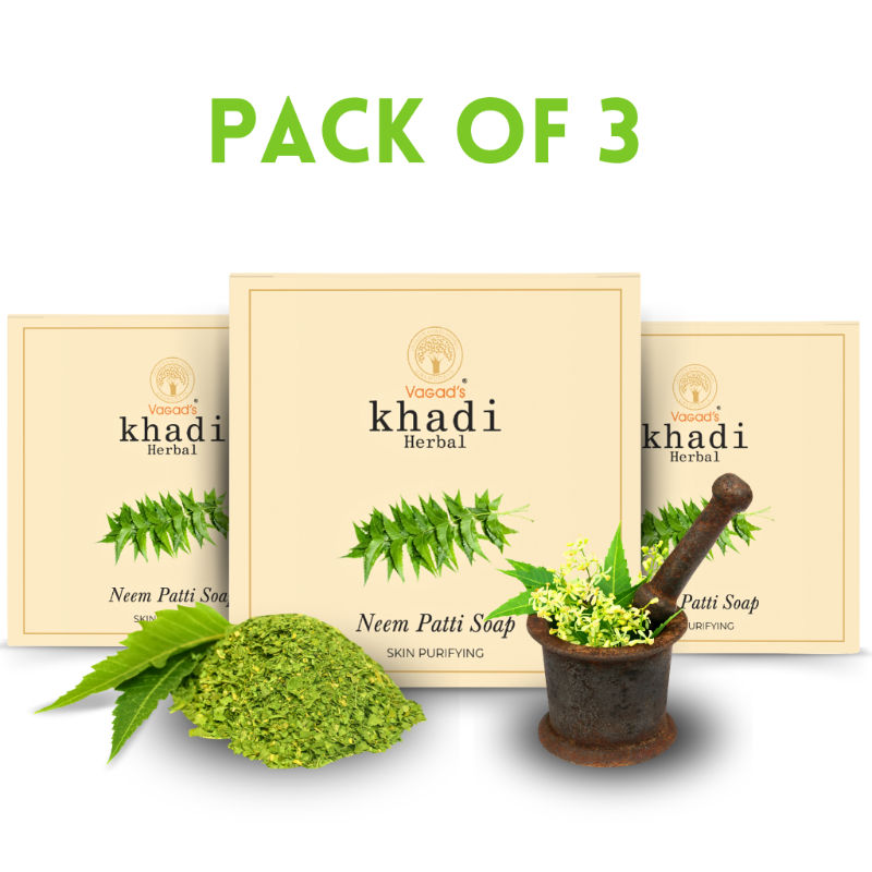 Vagad's Herbal Neem Patti Soap, Bathing Bar with Neem Leaves, Cleansing Formula