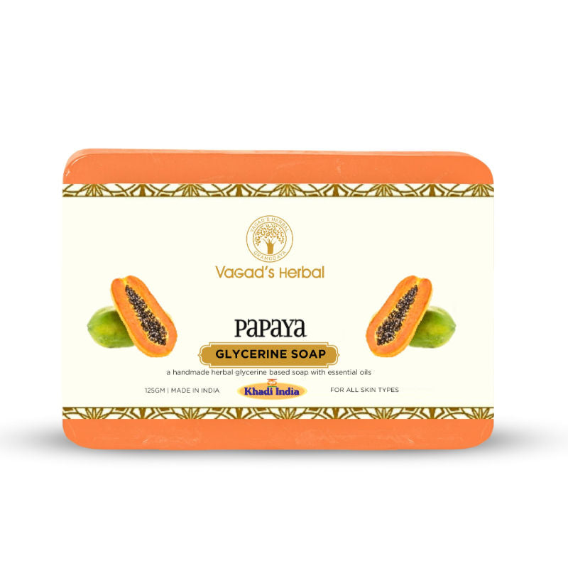 Vagad's Herbal Papaya Soap, Refreshing Cleansing Formula, Glycerine Enriched