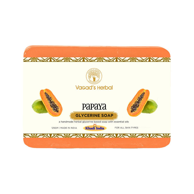 Vagad's Herbal Papaya Soap, Refreshing Cleansing Formula, Glycerine Enriched