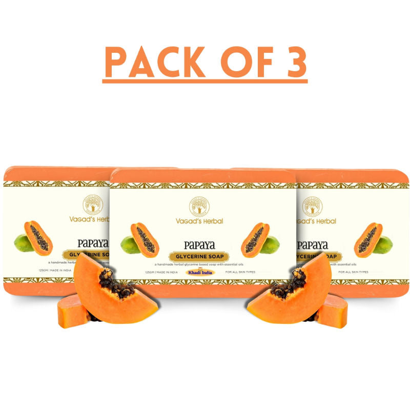 Vagad's Herbal Papaya Soap, Refreshing Cleansing Formula, Glycerine Enriched
