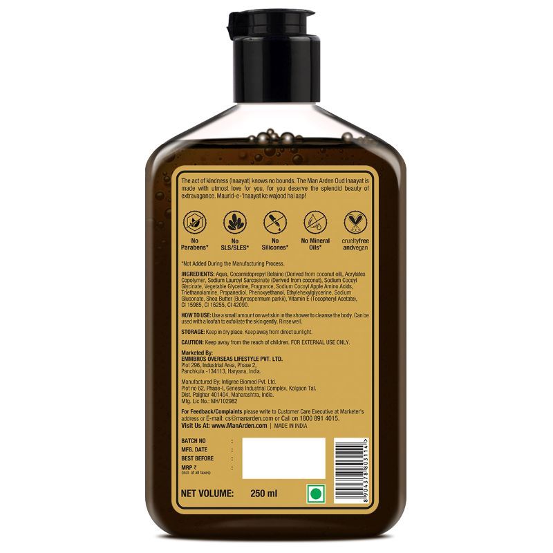 Man Arden Oud Inaayat Luxury Body Wash Infused With Shea Butter & Vitamin E