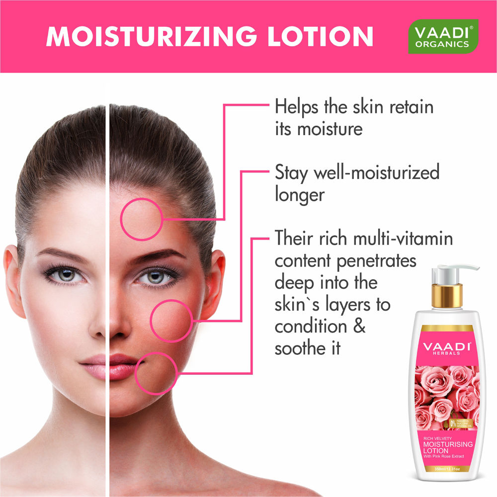 Vaadi Herbals Rich Velvety Moisturising Lotion With Pink Rose Extract