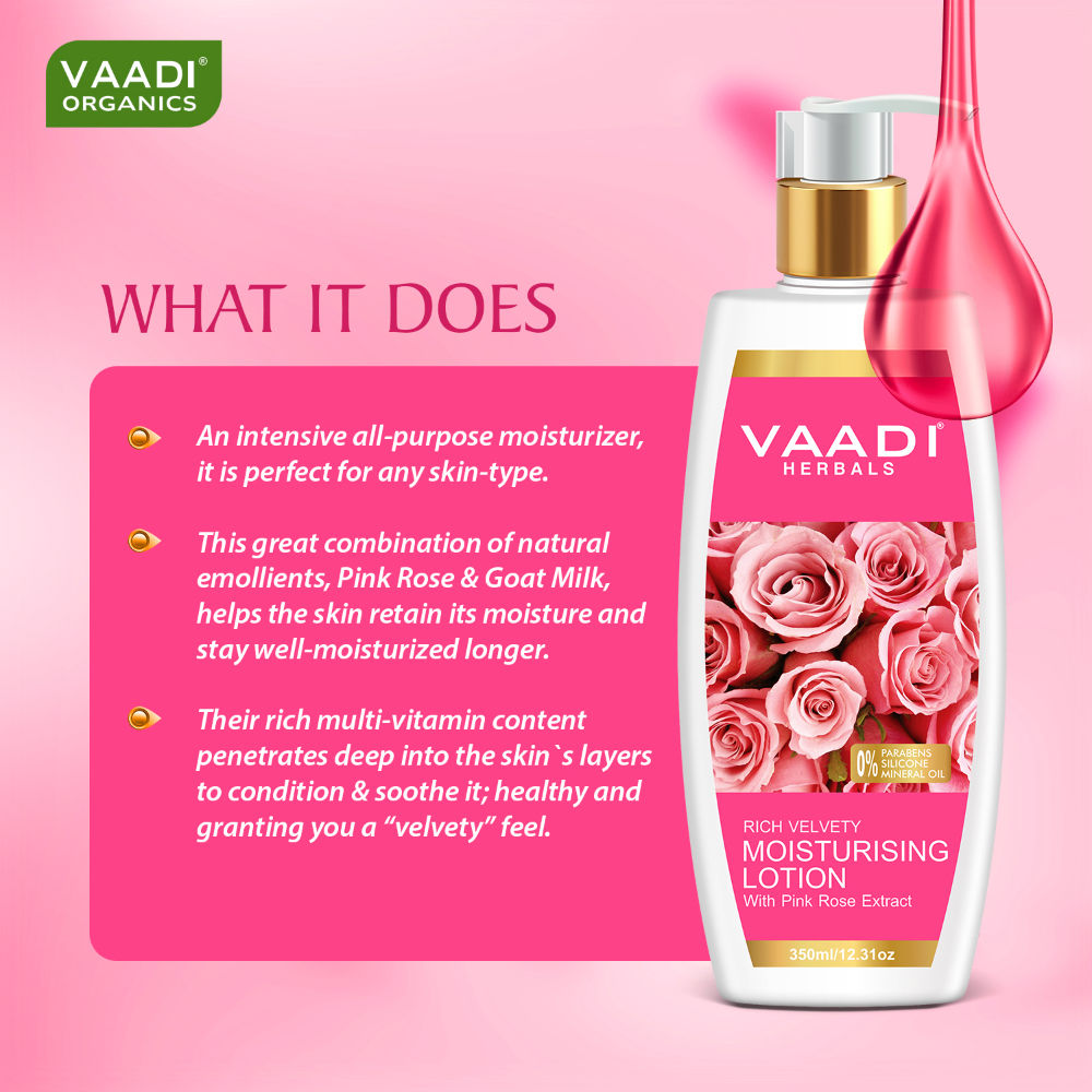 Vaadi Herbals Rich Velvety Moisturising Lotion With Pink Rose Extract