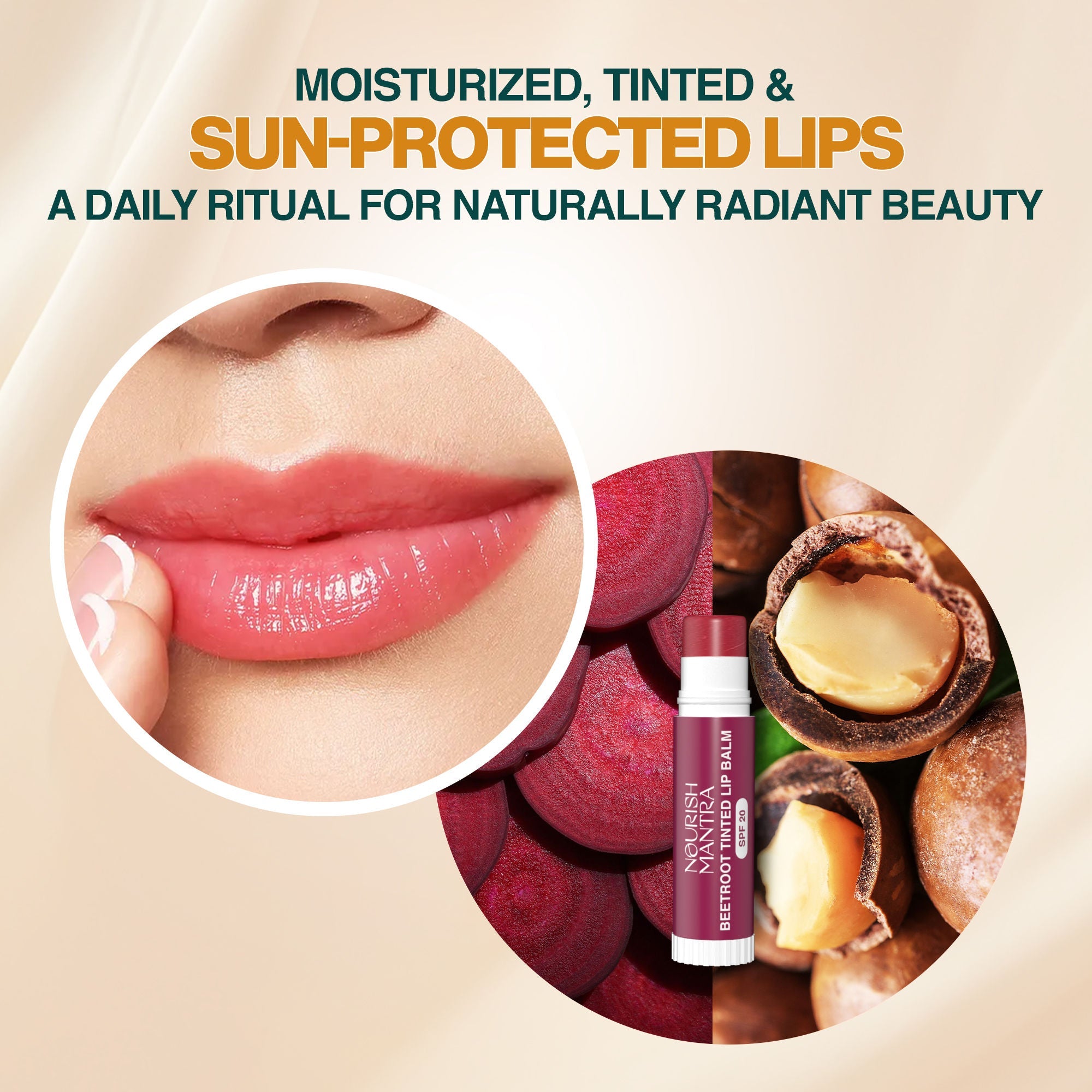 Nourish Mantra Beetroot Tinted Lip Balm with SPF 20 for Smooth, Nourished & Protected Lips