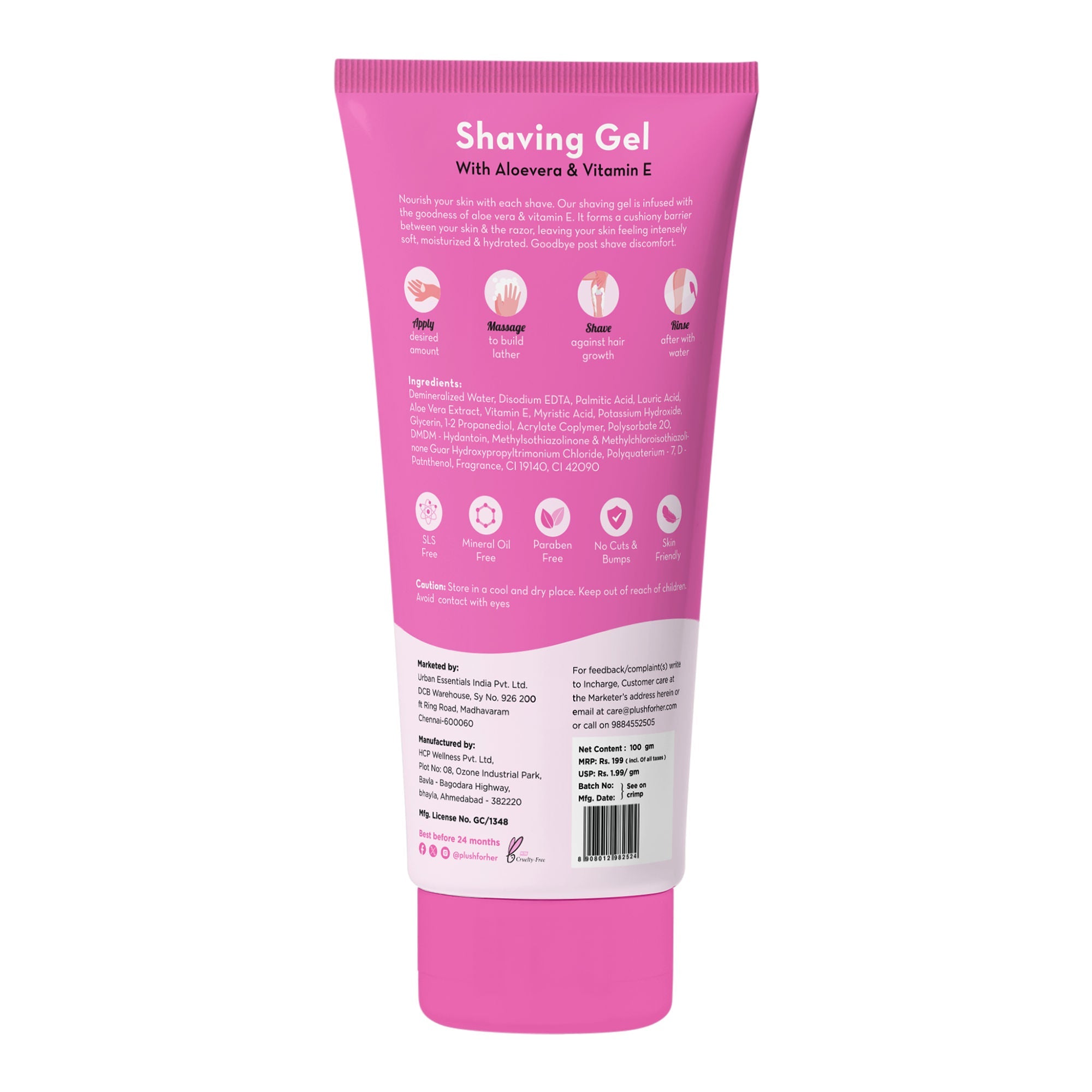 Plush All-Natural Shaving Gel with Aloe & Vitamin E Extracts