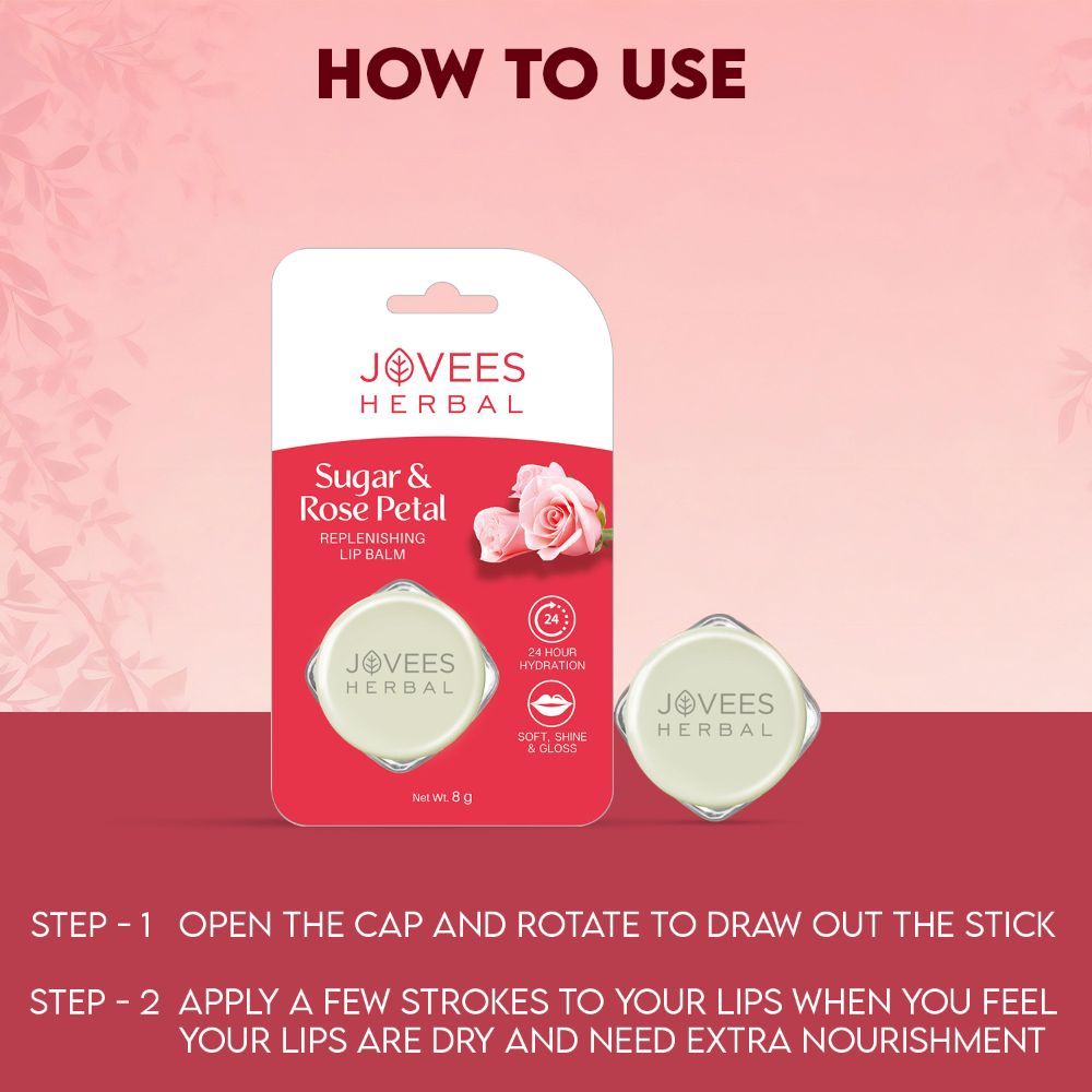 Jovees Herbal Sugar & Rose Petal Replenishing Lip Balm