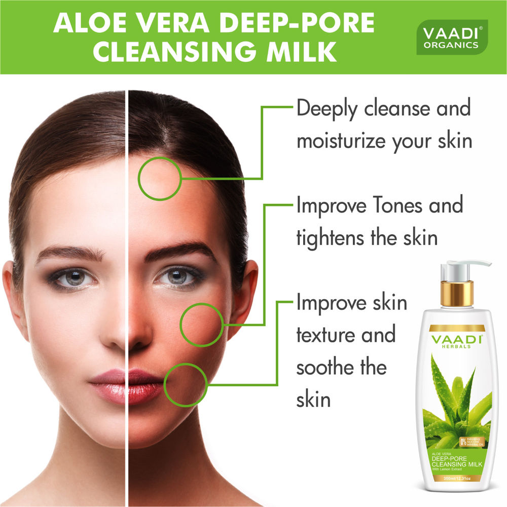 Vaadi Herbals Aloevera Deep Pore Cleansing Milk With Lemon Extract