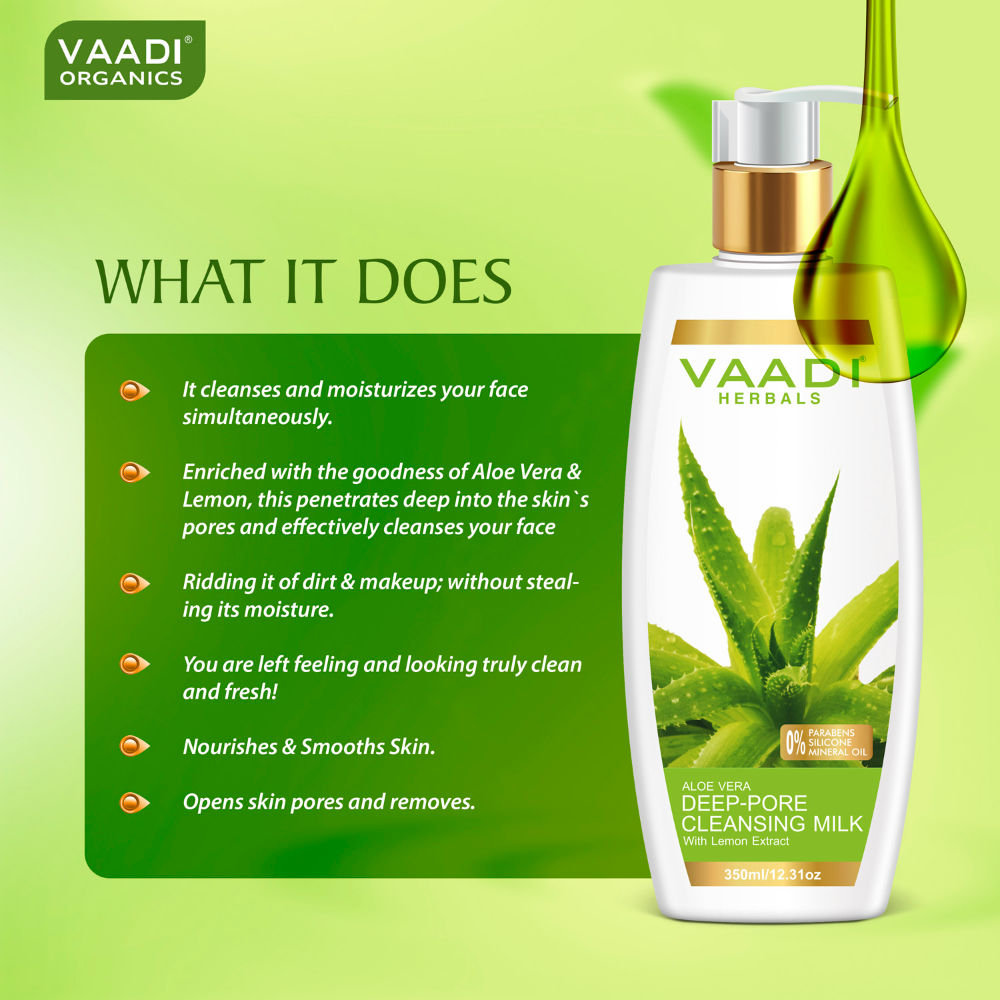 Vaadi Herbals Aloevera Deep Pore Cleansing Milk With Lemon Extract